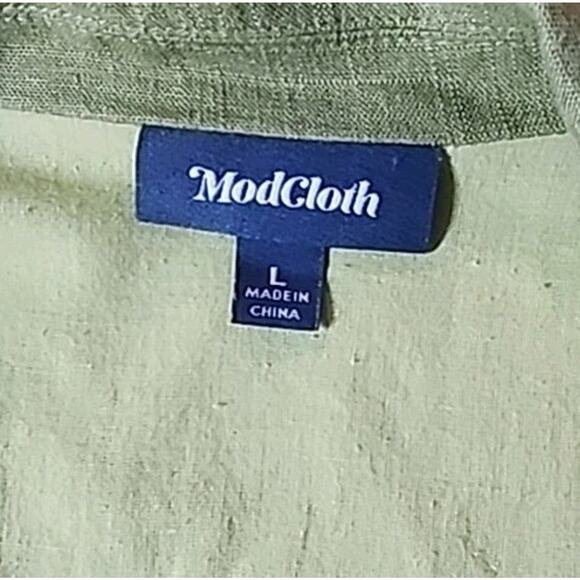 ModCloth Womens Sz L Green Olive , Lined, Belted Sailor Retro ,Viscose Blend - Picture 5 of 10